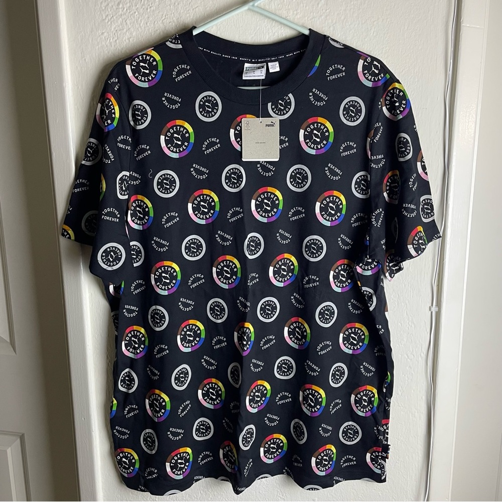 Puma Pride Together Forever Graphic Print T-Shirt Color Black Unisex Size XL NEW